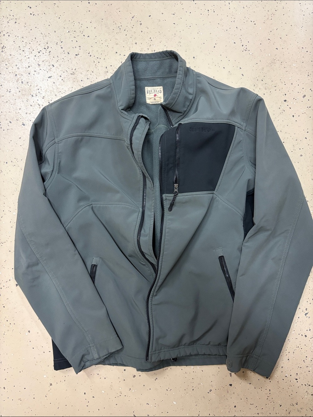 RedHead Men's Gray Softshell Jacket with Black Chest Panel